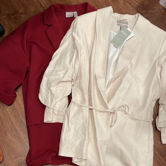 H&M Cream Linen Blazer and ASOS Red Blazer